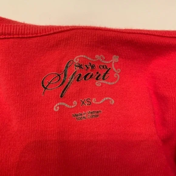 Style & Co Sport Hoodie Sparkling Silver Studs Red and Black Size XS - Picture 6 of 6